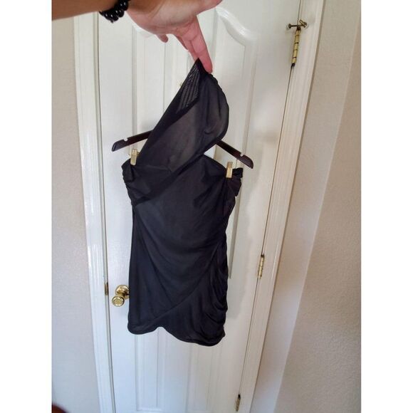 ASOS Curve Womens Dress Black XL Plus Size One Shoulder Cocktail 12 New - Picture 4 of 9